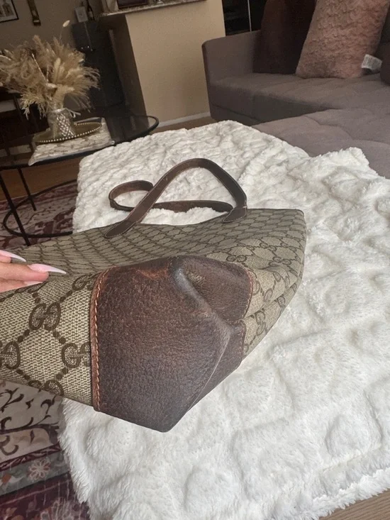 Gucci Monogram Canvas Tote with Web Stripe and Double G - Picture 5 of 11